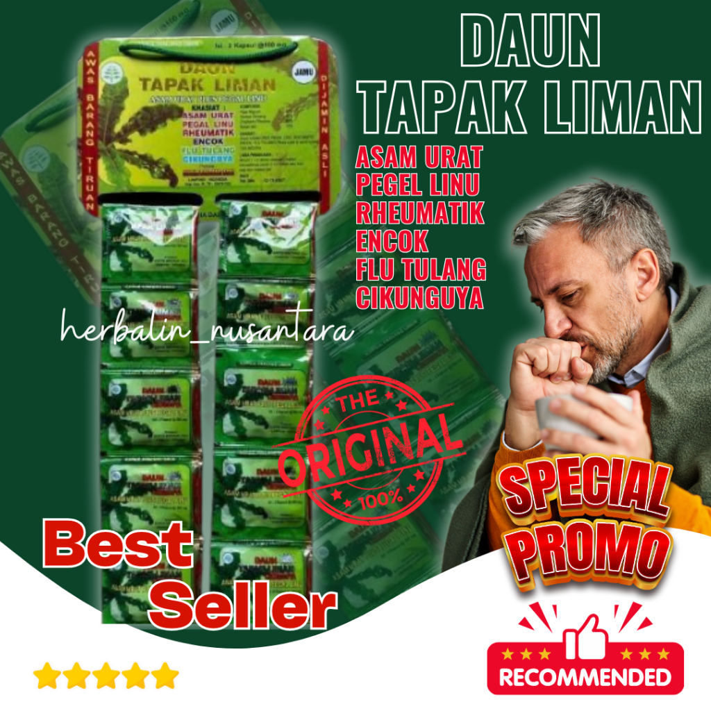 

Daun Tapak Liman Original Kapsul 20 Sachet 100%