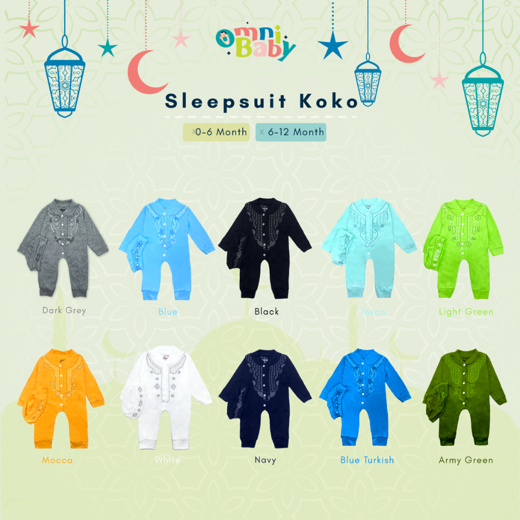 Jumpsuit Koko Bayi / Romper Panjang Koko Bayi/ Pakain Muslim Bayi Laki-laki SNI