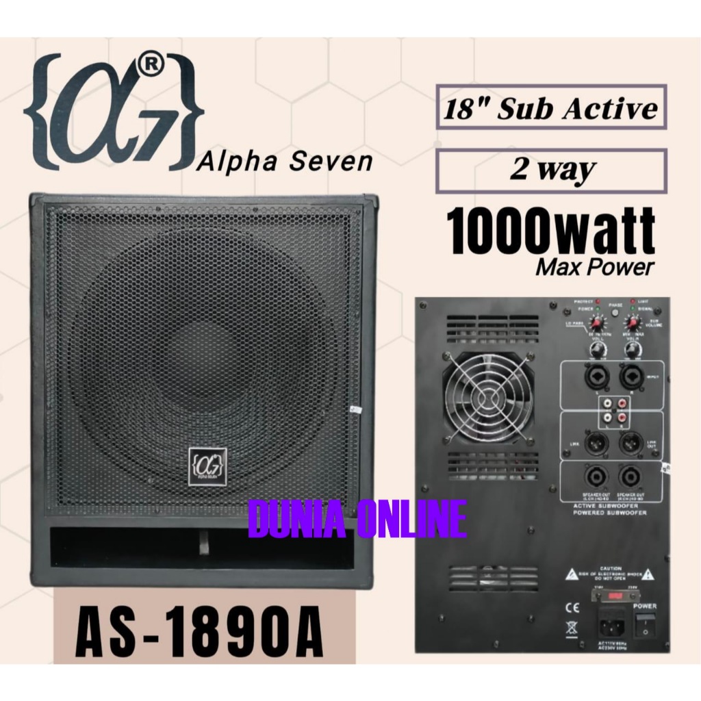 SUBWOOFER AKTIF ALPHA SEVEN AS 1890A 2WAY 1000 WATT ORIGINAL 18 inch alpha seven AS-1890A / AS1890A