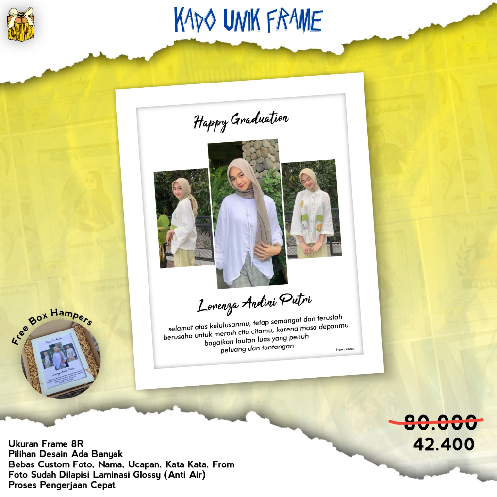 sembuhart Kado Desain Foto Unik Frame 8R(20cmX25cm) Cocok Buat Kado Wisuda, Kado Anniversary, Kado U