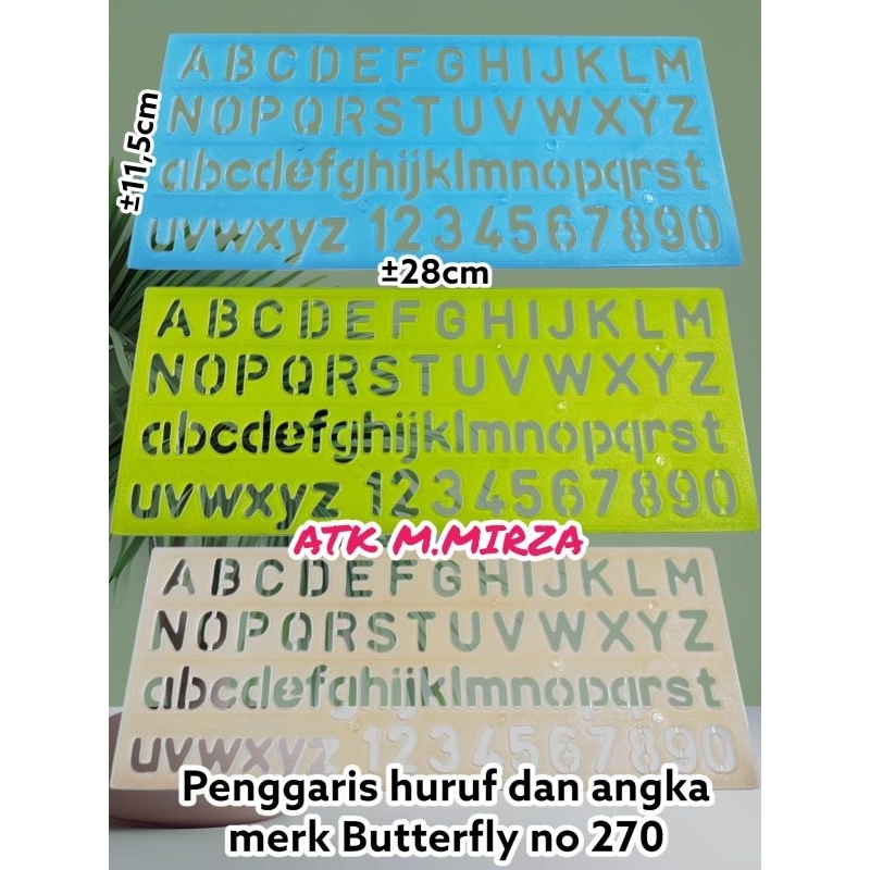 

Penggaris huruf dan angka/Penggaris Sablon merk Butterfly no 270