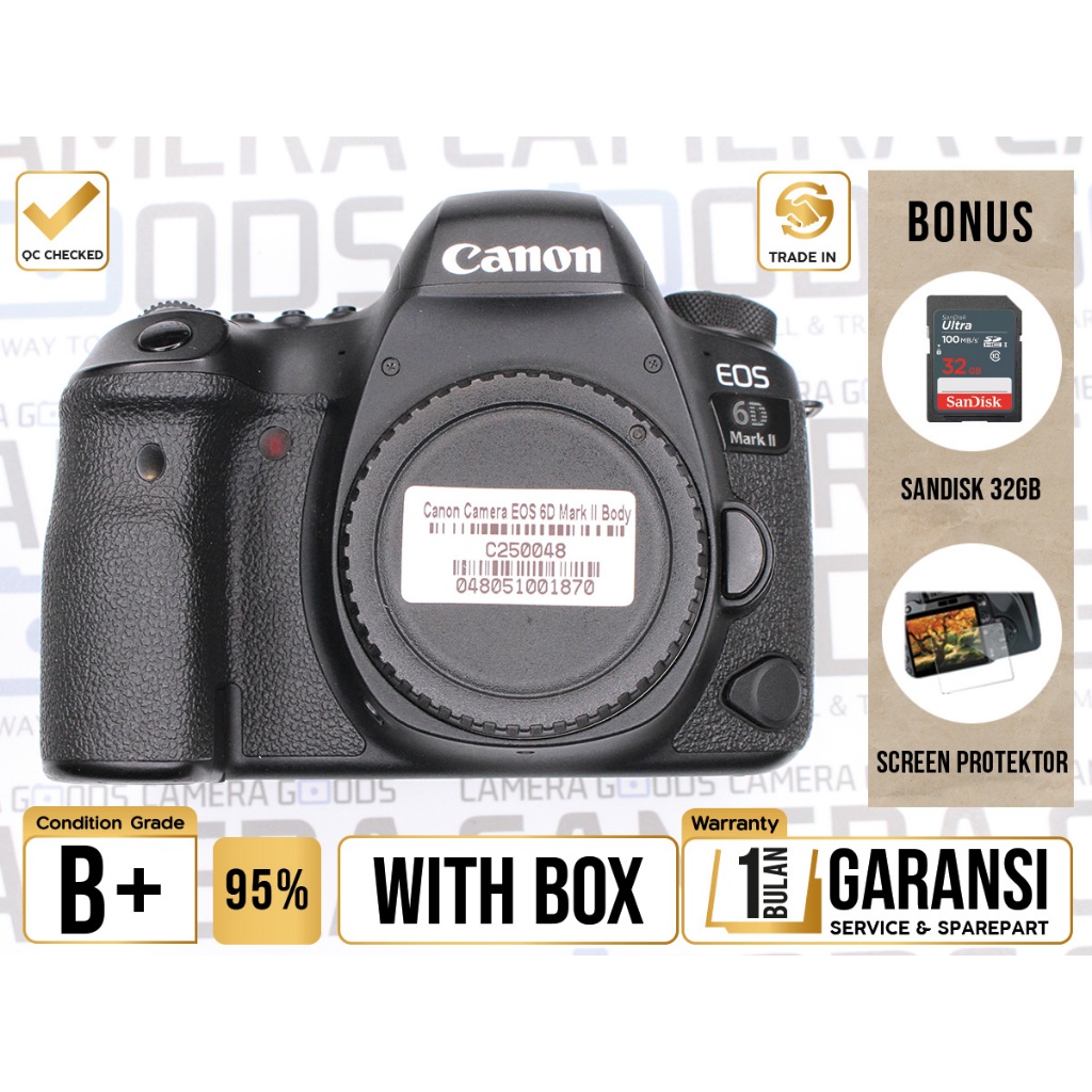 Canon Camera EOS 6D Mark II DSLR Full Frame Body Only - Grade B+ - C250048 Kamera Profesional Digita