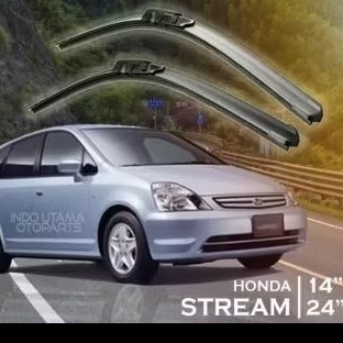 Paket Wiper Depan Belakang Honda Stream Frameless karet kaca Silicon