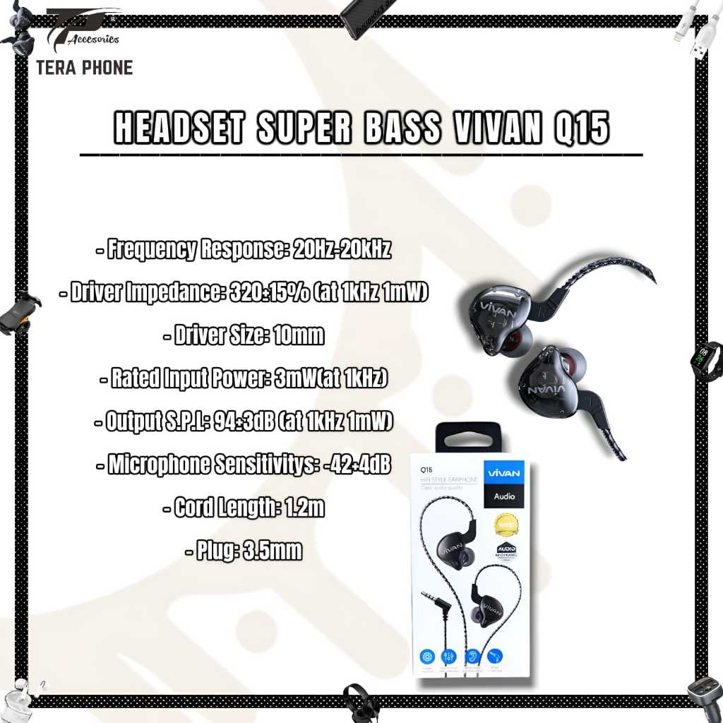 EARPHONE IN EAR HEADSET STEREO VIVAN Q15