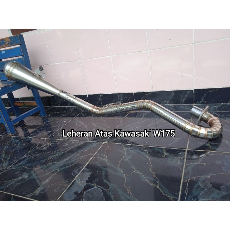 Knalpot motor Leheran atas Kawasaki W175 model sclamber Full set