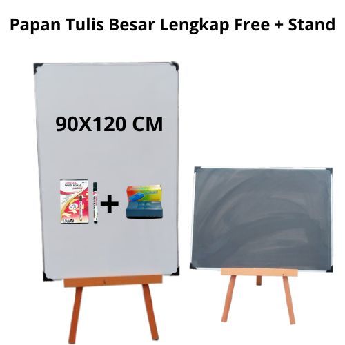 

Papan Tulis 90x120 Komplit Standing Whiteboard Besar - Papan Free spidol dan penghapus