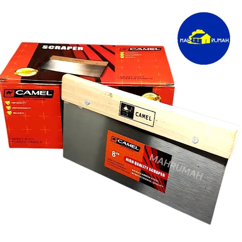 KAPI Kape SKRAP Sekrap GIPSUM Gypsum Plat Besi Gagang Kayu 8" 8inch - CAMEL