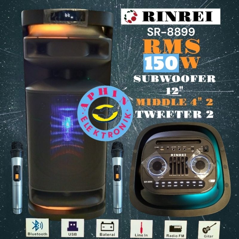 Speaker Portable 12 inch Speaker karaoke RINREI SR8899 Speaker 12 inch BLUETOOTH original