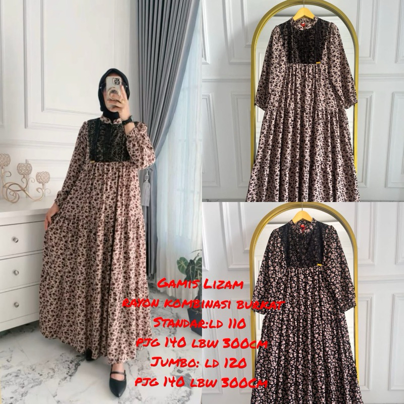 GAMIS RAYON KOMBINASI BRUKAT MODEL TERBARU (COD)