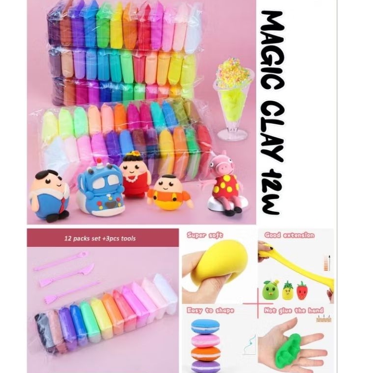 Soft Magic Clay 12 Warna/Per Bks