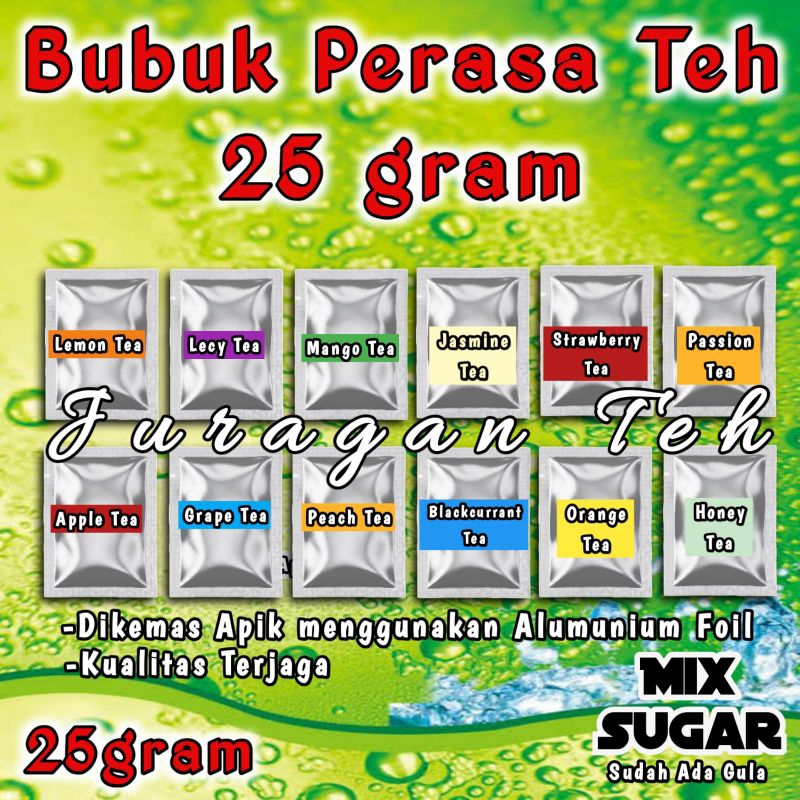 

Bubuk Minuman Perasa Teh 25gr Serbuk Perasa Teh Rasa Buah Segar Kemasan 25 gram