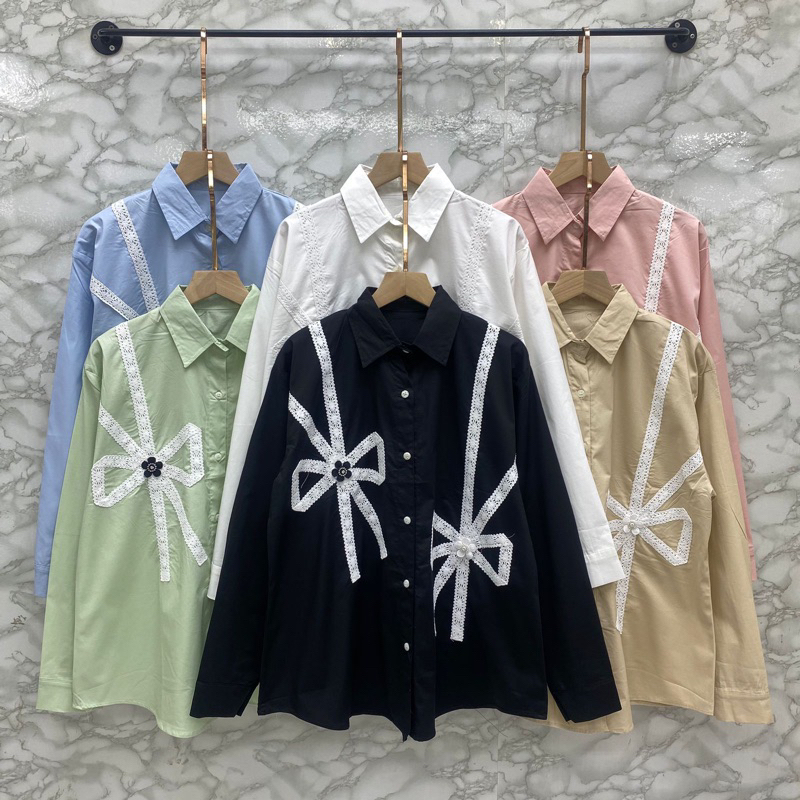 kemeja shanaya renda pita manik premium