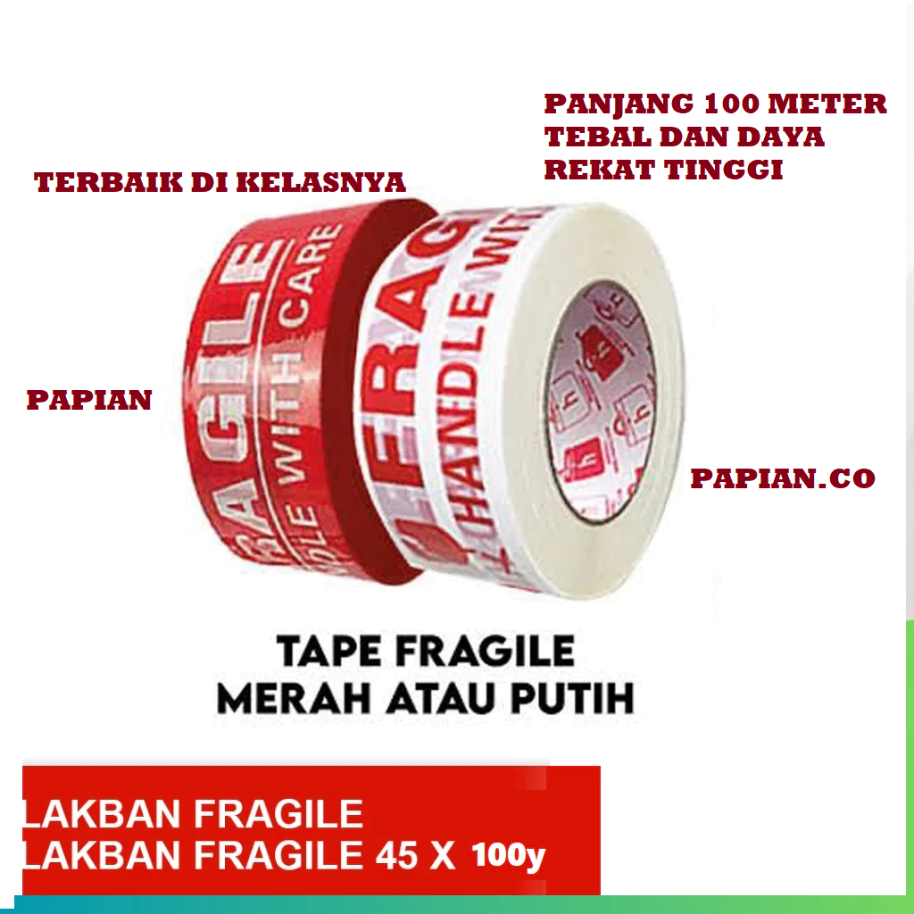 

LAKBAN FRAGILE isolasi panjang 45 x 100METER / yard unboxing online shop papian tape lakban fragile