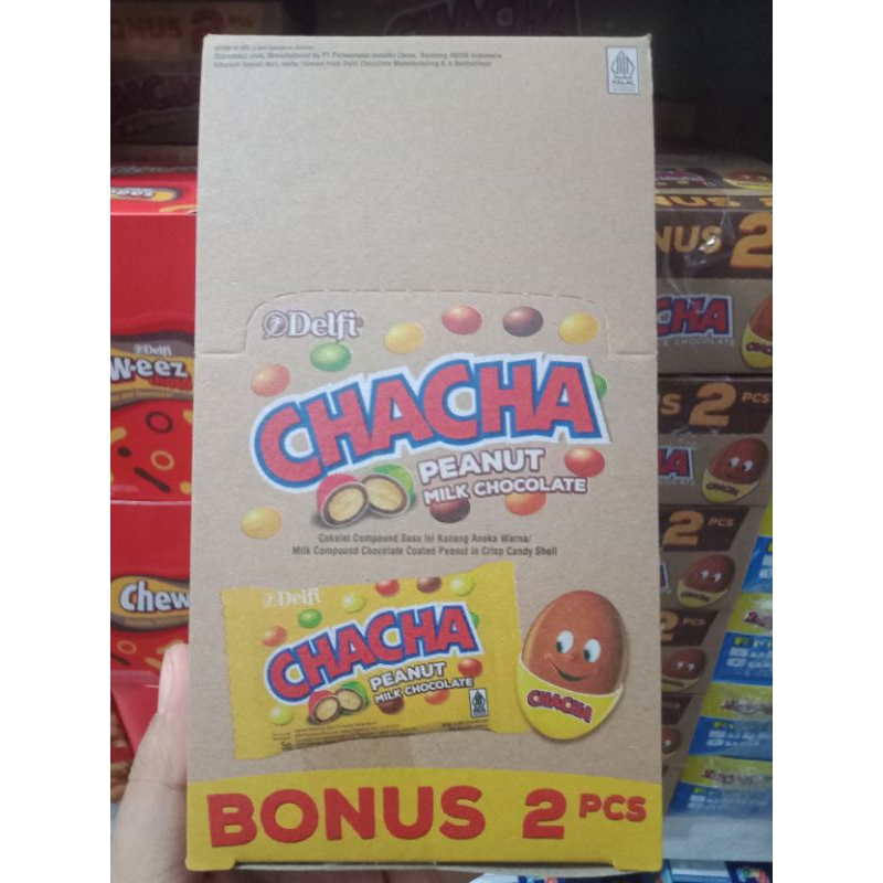 

Delfi Chacha Peanut Milk Chocolate 1 Box isi 2 Renteng x 10Pcs