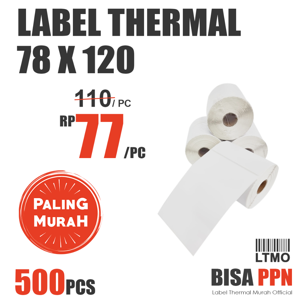 

Sy Label Barcode MURAH 78 x 120 kertas stiker thermal 80x120