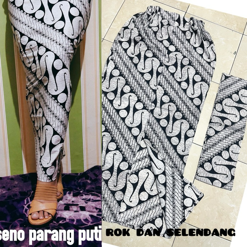 ROK SPAN SET SELENDANG PUTIH KAMEN JADI BATIK VIRAL BAWAHAN BATIK TERLARIS