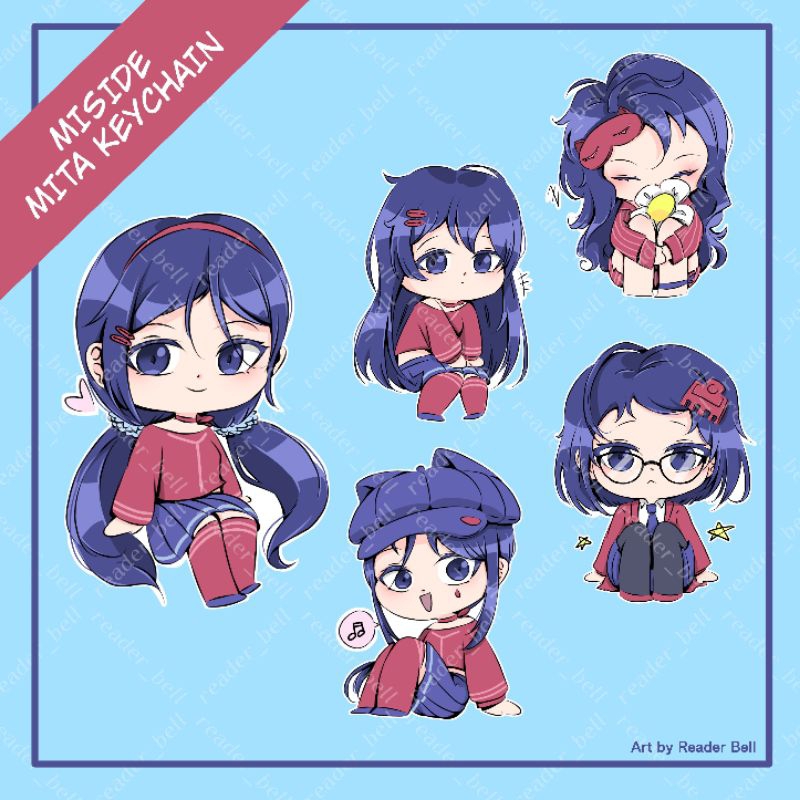 Fanmerch - "Miside" Mita Keychain - Crazy Mita, Kind Mita, Sleepy Mita, Cappy, Mila