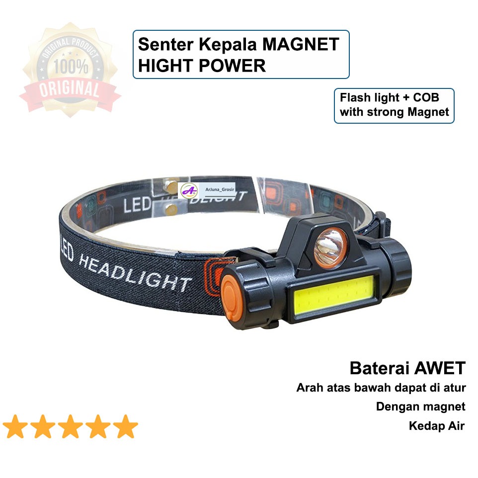 senter kepala magnet led / Senter kepala LED super terang