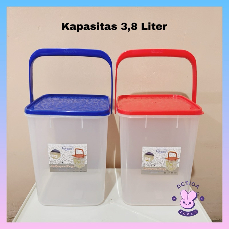 Toples Kerupuk 3.8 Liter Hawaii 5849 Dengan Pegangan Tempat Makanan Snack Buah dan Sayur Kedap Udara