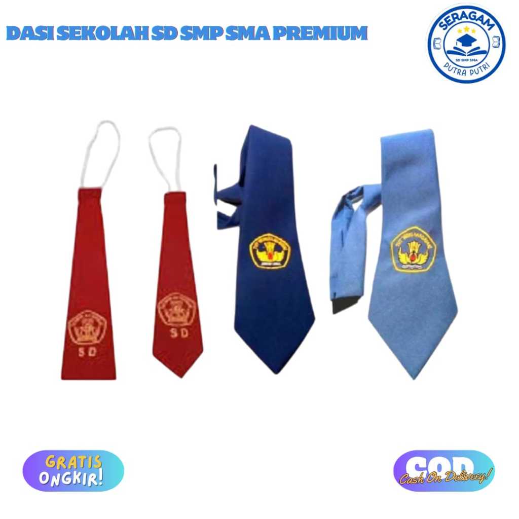 Dasi Sekolah SD SMP SMA SMK Premium Putra Putri Seragam Sekolah Dasi Logo Bordir SD SMP SMA SMK