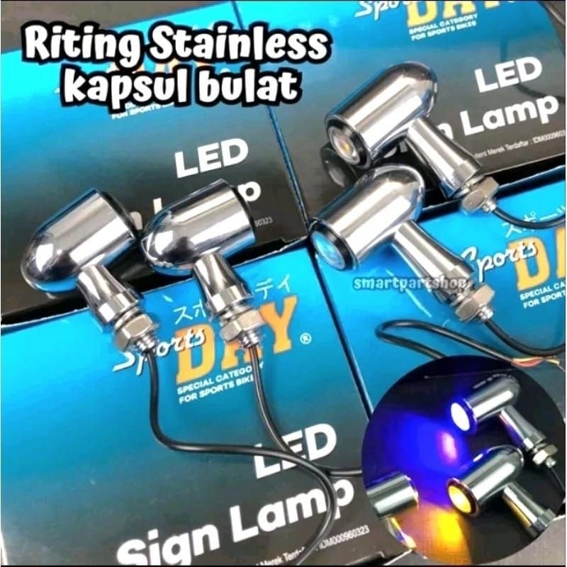 LAMPU SEIN SEN RITING RETENG CB LED STAINLESS HARGA SEPASANG UNTUK MOTOR CB GL MEGAPRO TIGER GL 100 