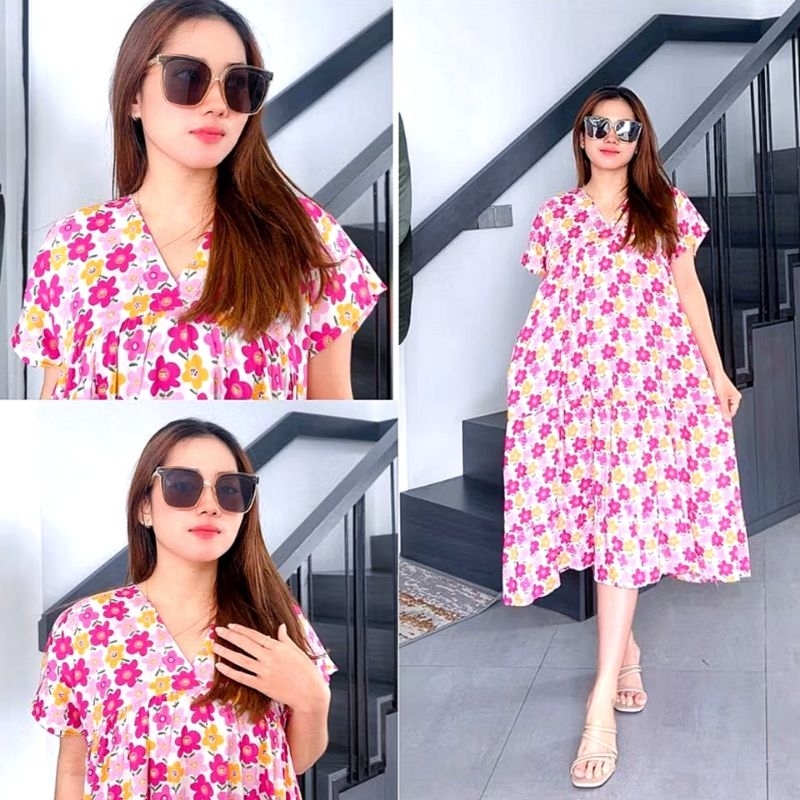 Daster Kanaya Jumbo Ld110 | Dress Kekinian Bahan Rayon Rotary Premium Adem | Daster Viral Home Dress