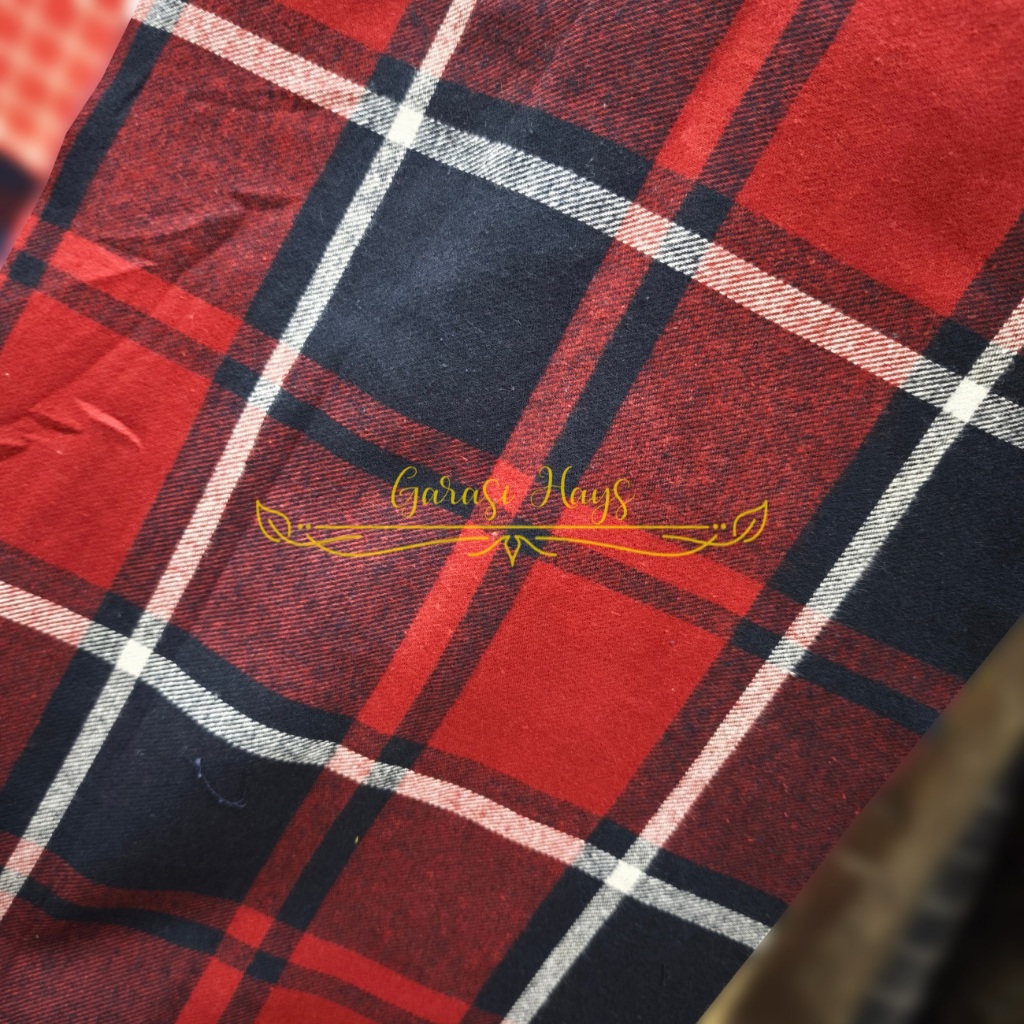 Kain Flanel Flannel Kotak Red Black Merah Hitam B Lebar 150 cm