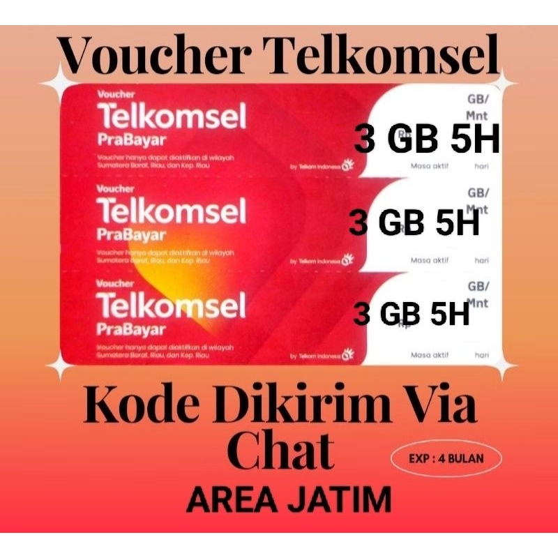 (Via Chat)VOUCHER TELKOMSEL 3 GB 5H Jatim