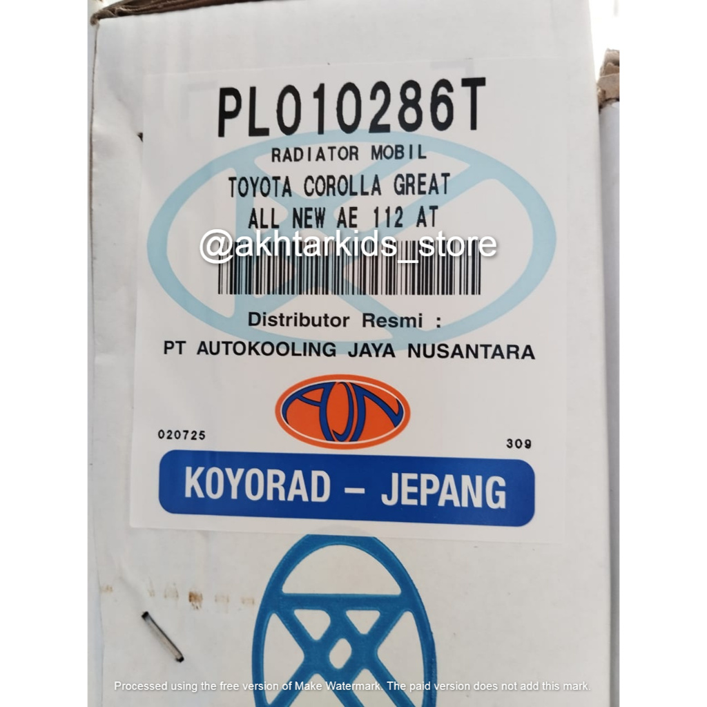 Radiator Corolla Great / All New Corolla AE111 AE112 AE101 Matic Koyorad