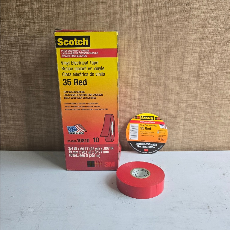 3M Isolasi Scotch 35 Vinyl Electrical Tape Red (Merah)