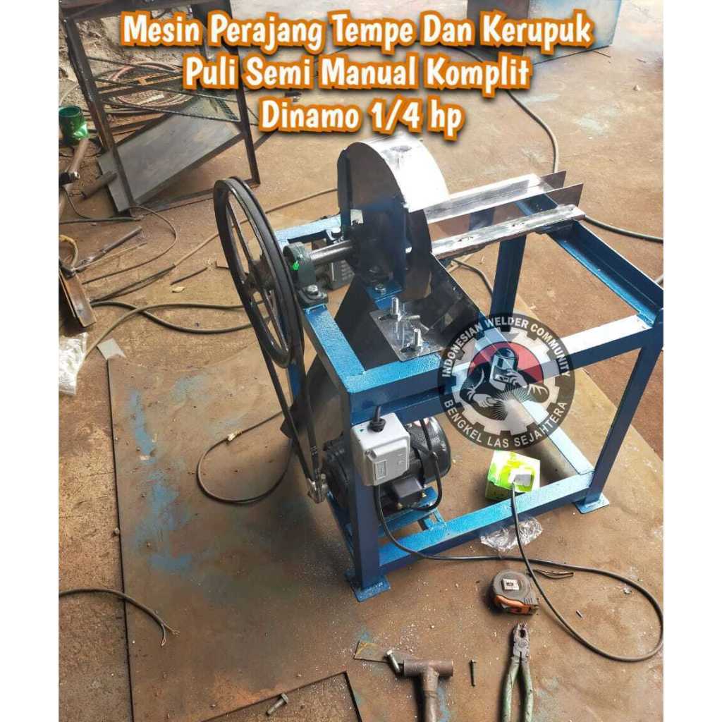 Mesin Perajang Tempe Dan Kerupuk Puli Semi Manual Komplit Dinamo 1/4 hp