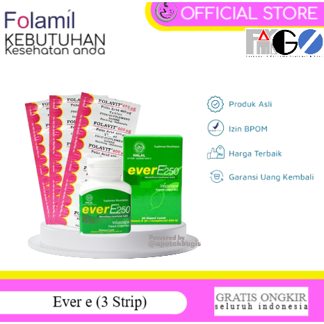 Paket Ever E 250 30 Tablet Folavit Nutrisi Promil Asam Folat paket Promil