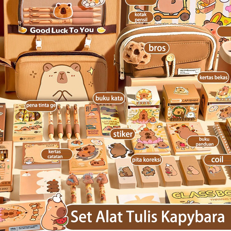 

Kapybara alat tulis set kotak hadiah kotak hadiah hadiah ulang tahun gadis siswa gadis set buku pegangan gadis Sekolah Stiker Paper