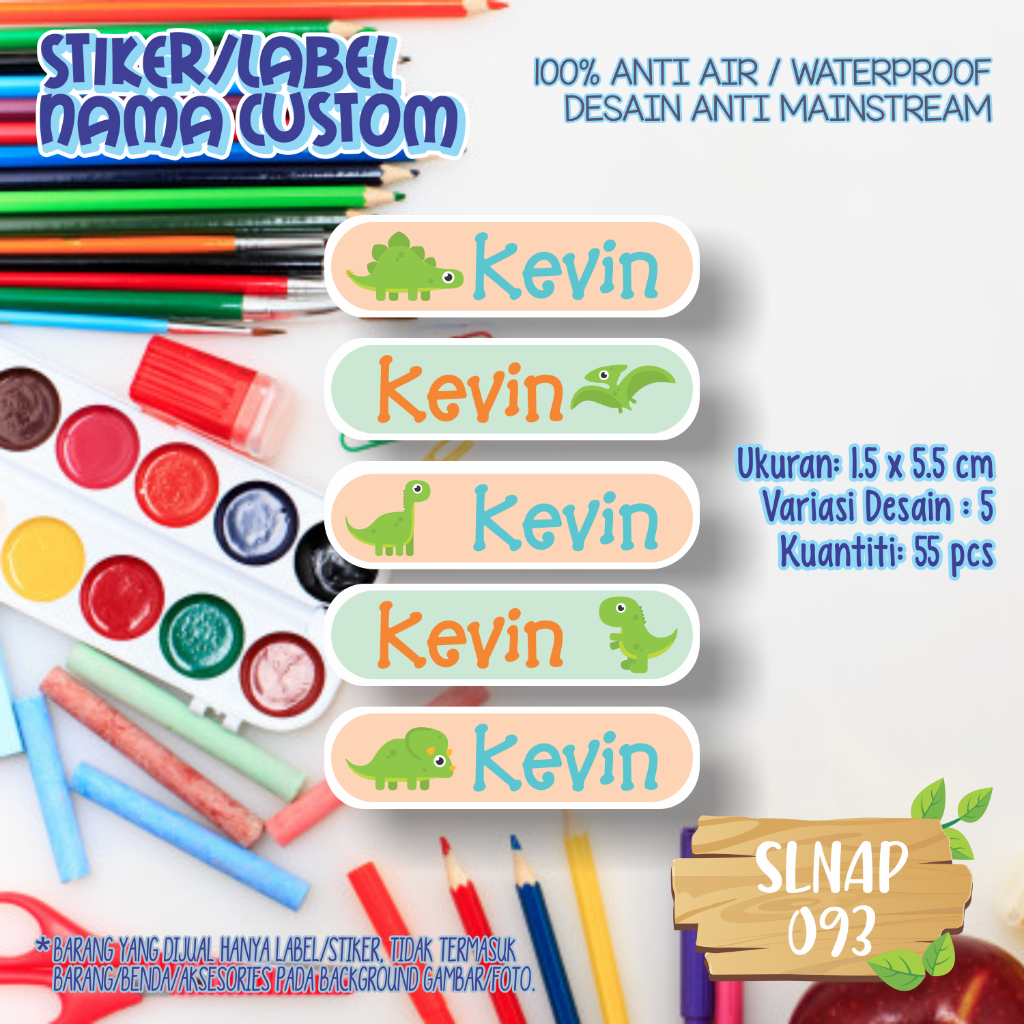 

sticker label nama waterproof kartun ungu pink SLNAP 093