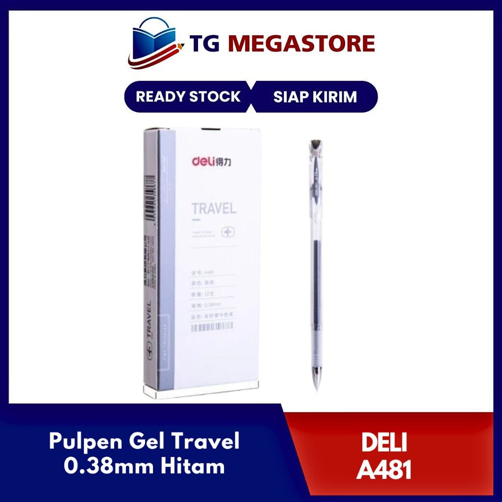 

Pulpen DELI Gel TRAVEL 0.38mm Hitam - A481