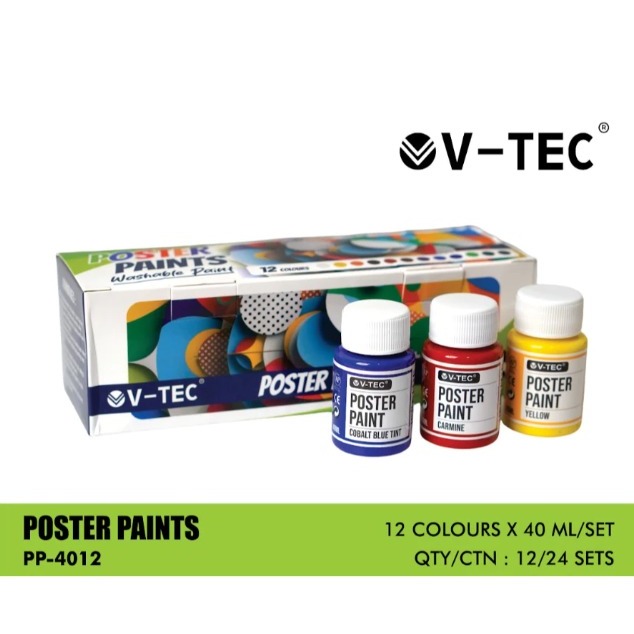 

VTec Poster Paint / Cat Poster Ukuran 40ML (6 & 12 warna)