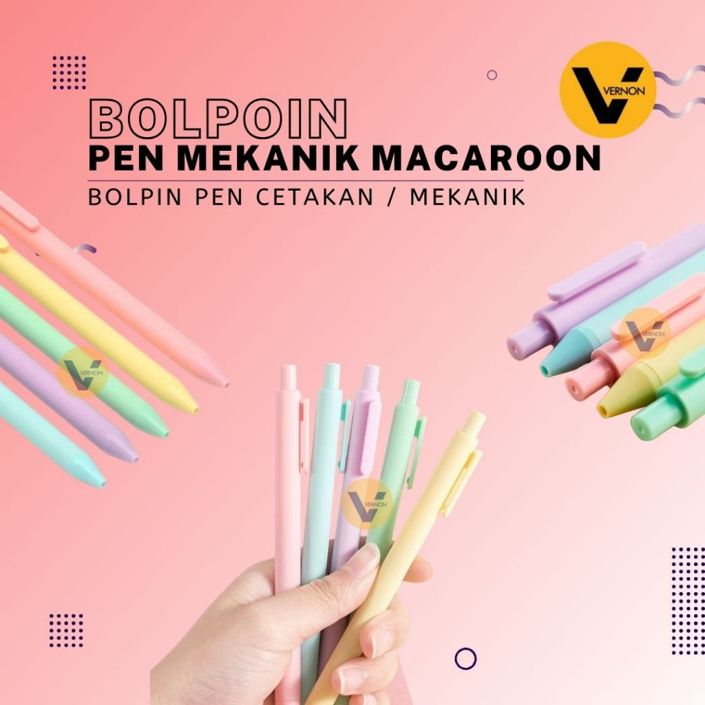 

Pulpen Cetekan Pen Mekanik Pen Macaroon Bolpoin Pen Cetekan Warna Pastel Tinta Hitam