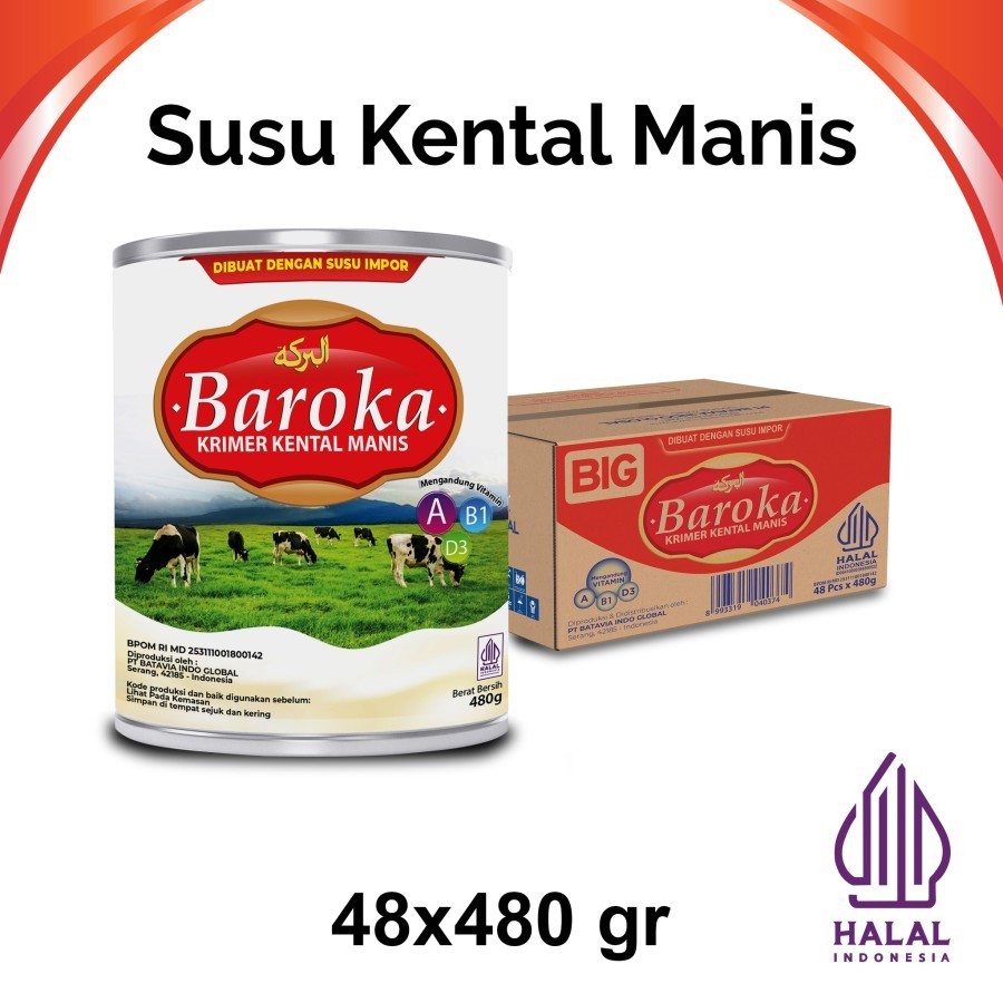 

Krimer Kental Manis Baroka 480gr GROSIR dus isi 48 Kaleng (1 karton)