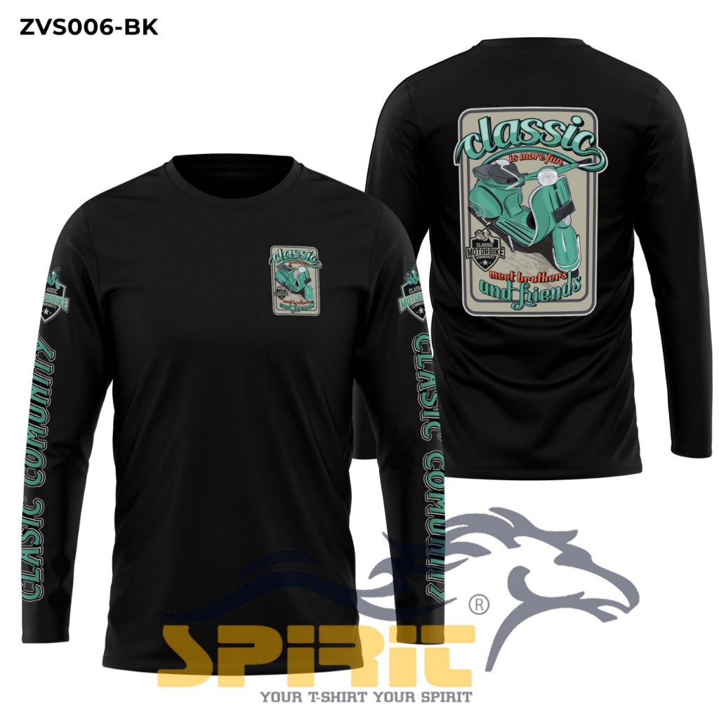Kaos Vespa Classic Original Baju Club Vespa Scooter Motor Tua Otomotif Pria Distro Lengan Panjang
