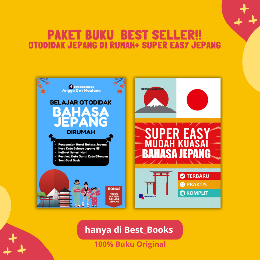 Paket Hemat 2 Buku Best Seller (Belajar Otodidak Bahasa Jepang Dari Rumah + Super Easy Mudah Kuasai 
