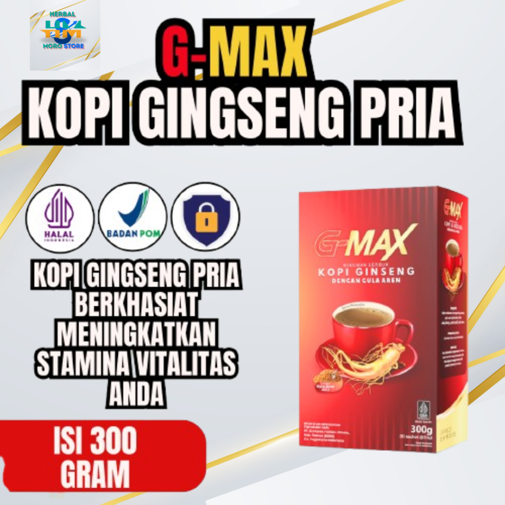 

G-MAX - 1 Sachet Kopi Stamina Pria Kopi Ginseng & Gula Aren Original Bpom