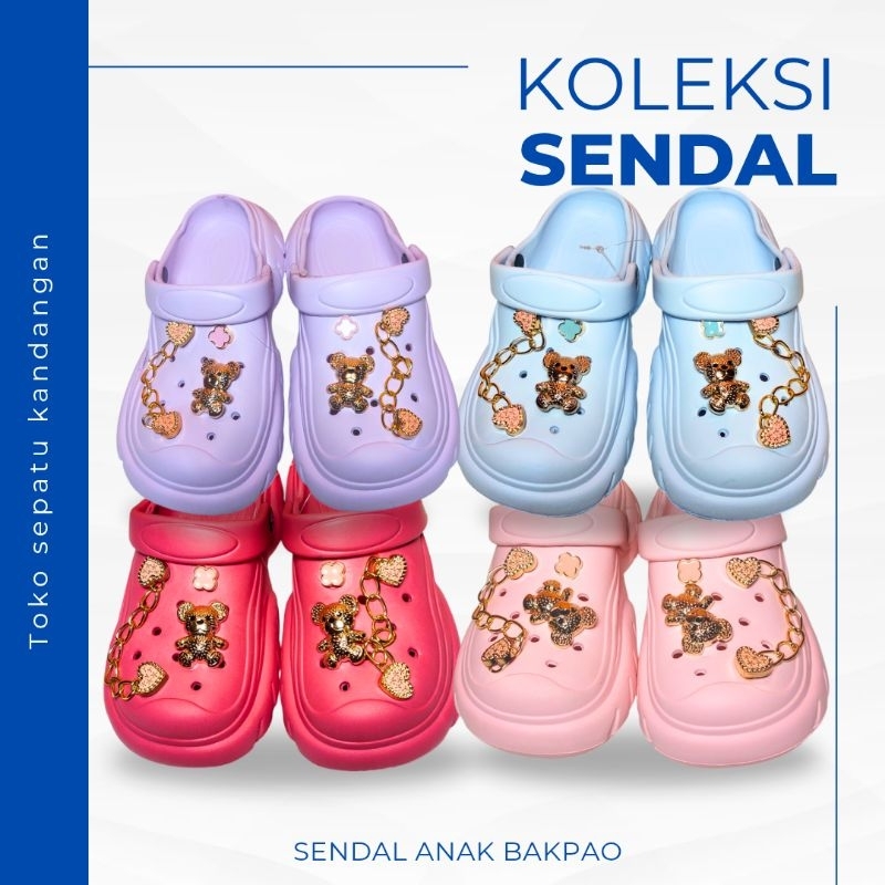 Sendal Plastik Bakpao Jelly Karet Motif, Sandal Anak-anak Cewek Perempuan Wanita