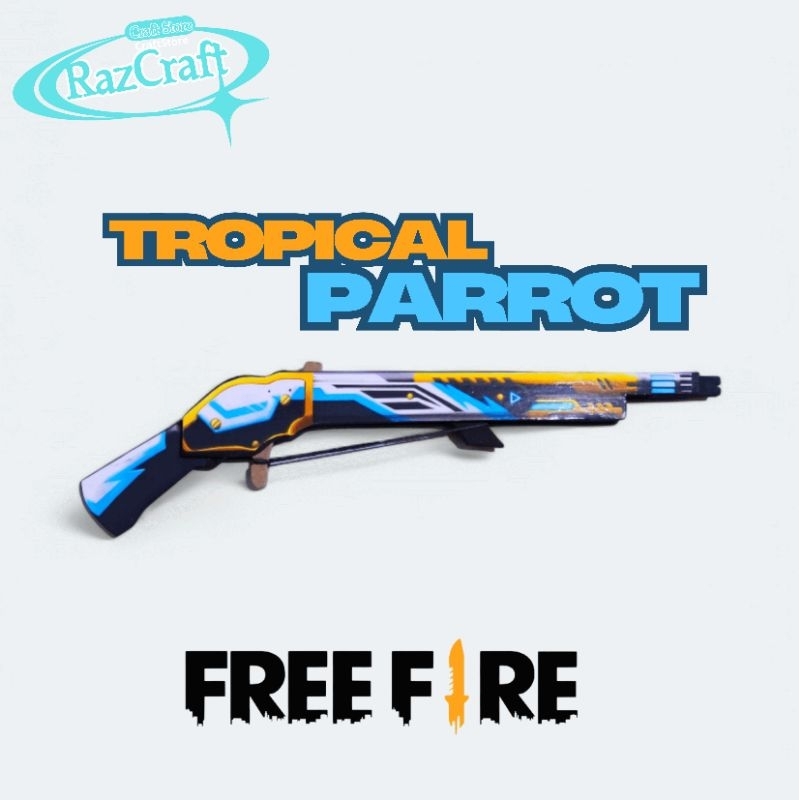 Mainan Anak Shotgun SG 2 Kayu Tropical Parrot FreeFire FF Peluru Karet