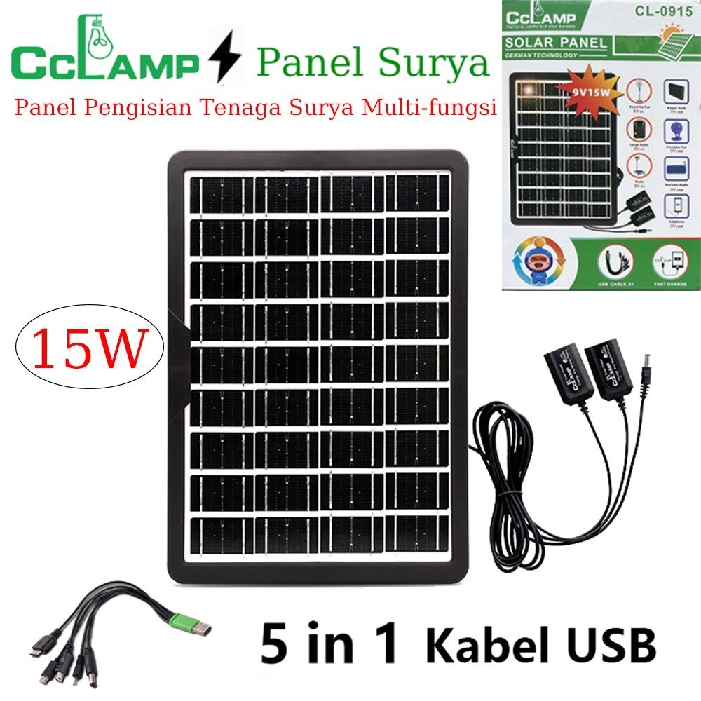 Solar Panel Tenaga Surya - Panel surya multifungsi dilengkapi dengan beberapa kabel pengisi daya Pen