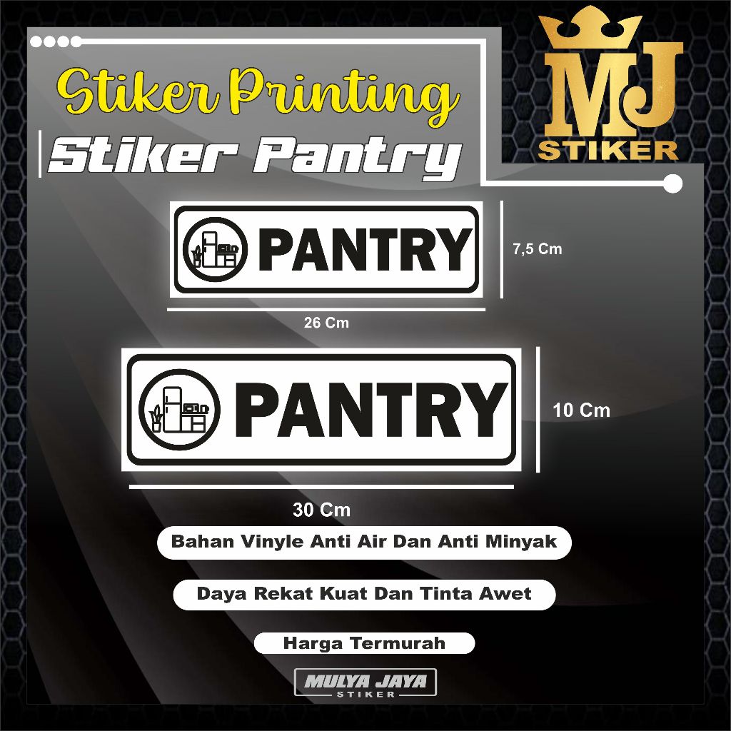 

PROMO Mulya Jaya Stiker Ruang Pantry / Stiker Penyimpanan Bahan Makanan / Stiker Penyimpanan Alat Masak / Stiker Penyimpanan Peralatan Dapur