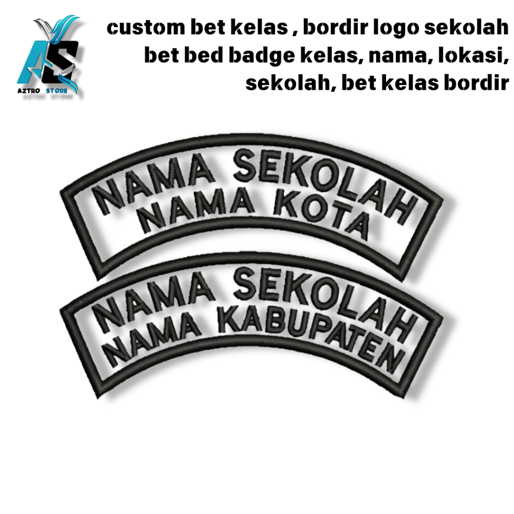 custom bet kelas , bordir logo sekolah bet bed badge kelas, nama, lokasi, sekolah, bet kelas bordir
