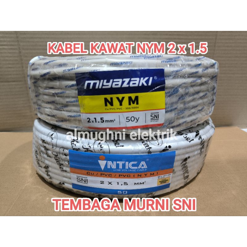 kabel listrik nym 2x1.5 TEMBAGA MURNI SNI kabel kawat nym 2x1.5