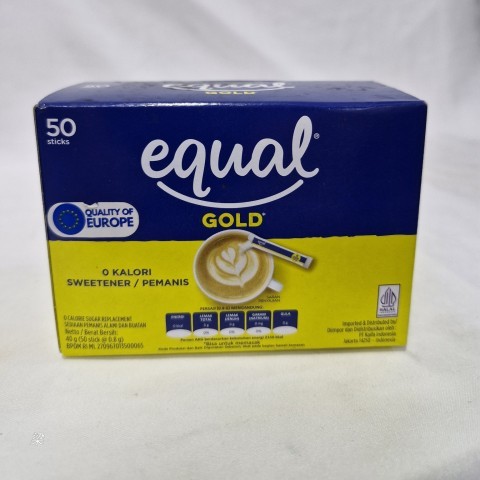 

Equal Gold Sweetener 50 Sticks - Pemanis Nol Kalori