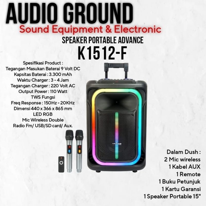 SPEAKER PORTABLE 15" ADVANCE K1512-F ORIGINAL PRODUCT