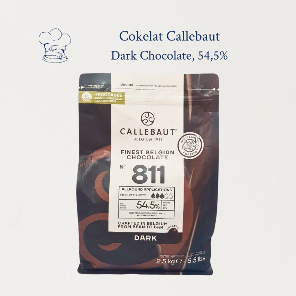 

Callebaut Dark Chocolate 54% - 811 (Kemasan Asli 2,5kg) – Coklat Couverture Premium